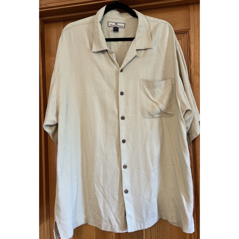 Tommy Bahama Xl Men's Short sleeves Shirt Cream/mint?